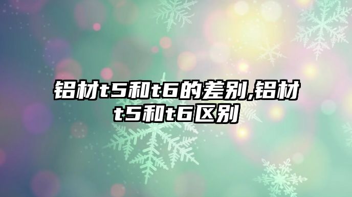 鋁材t5和t6的差別,鋁材t5和t6區(qū)別